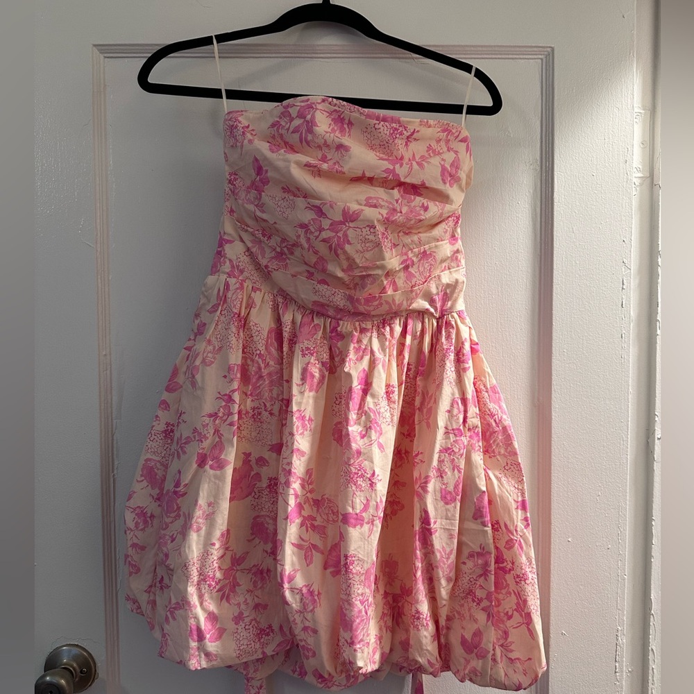Olivaceous Pink Floral Bubble Dress
